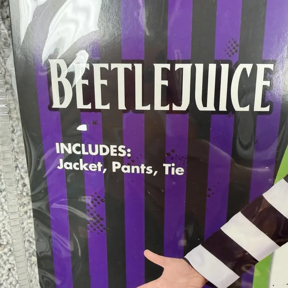 Spirit Halloween Beetlejuice Costume Suit Set Boys Toddler 3T-4T Black Striped